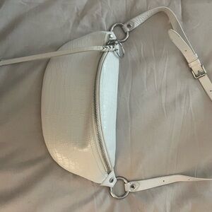 Rebecca Minkoff White Croc-Embossed Crossbody/Belt bag